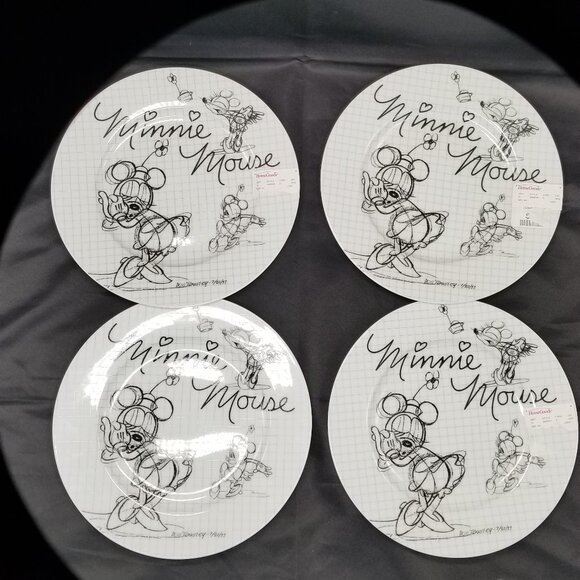 Disney Minnie Mouse Sketch Book Salad / Dessert 8 inch Plates, Set of 4 - Picture 1 of 4